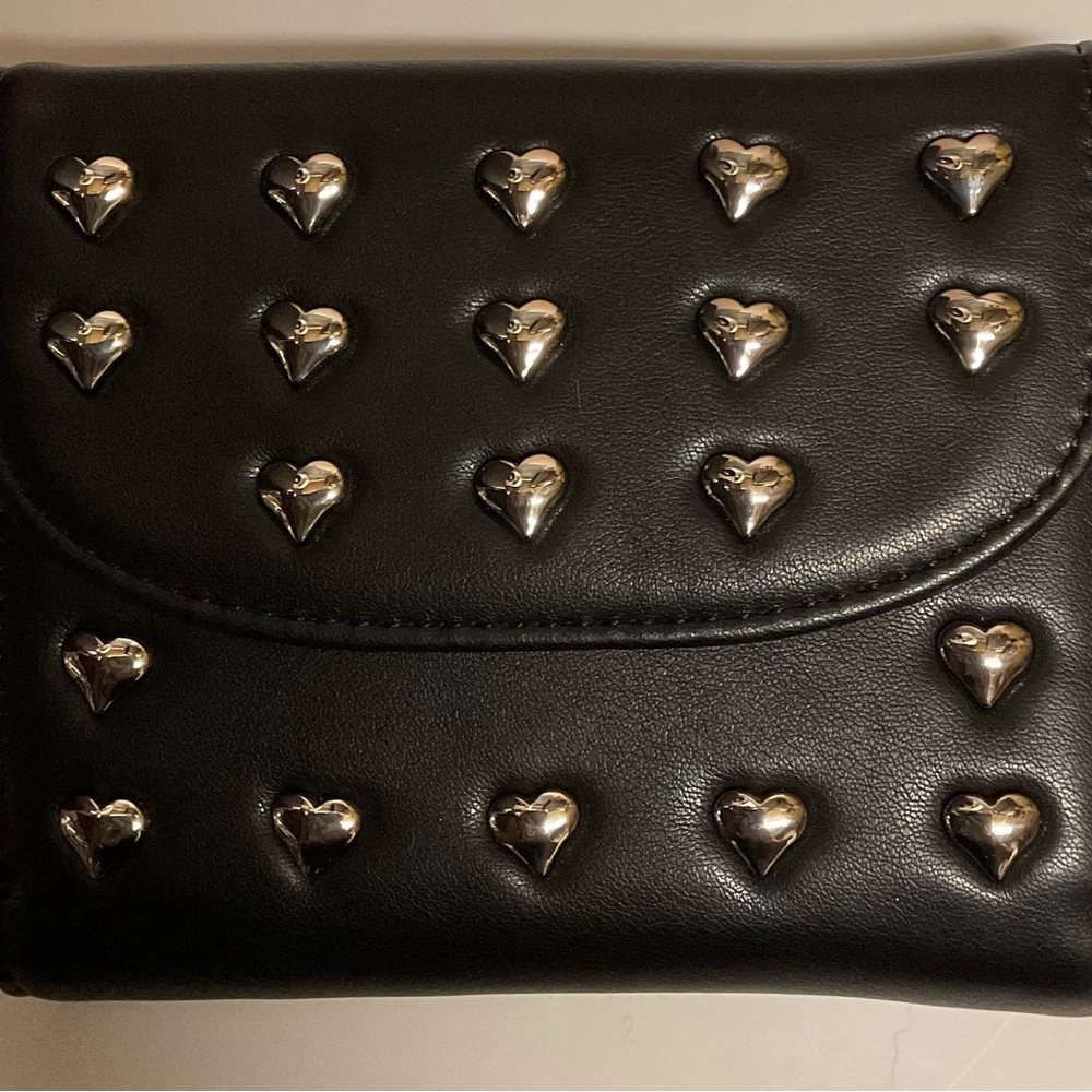Foxblood Black Hearted Studded wallet